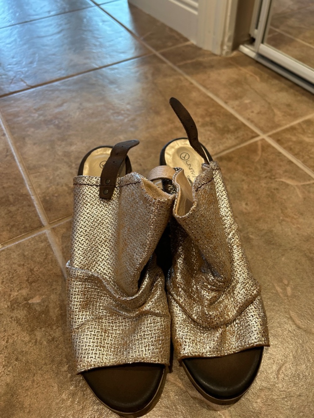 Unity in Diversity Metallic Gold Open-Toe Slingback Mules